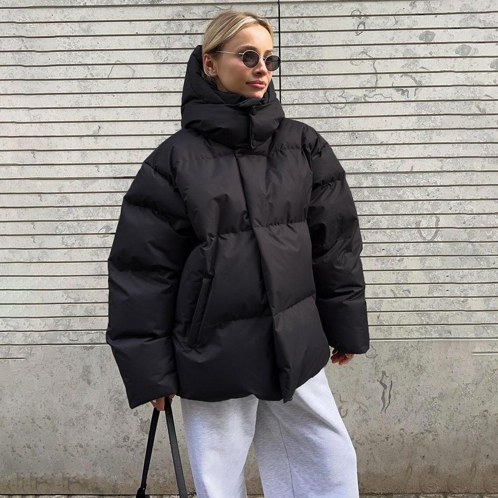 Autumn Winter Thicken Warm Parka Women Casual Solid Color Pocket Loose Short Hooded Coat Jackets Outwear