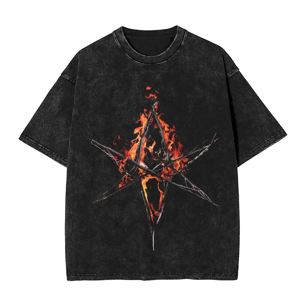 Camisetas de ROCK Band Bring Me The Horizon para Fans BMTH Lavadas Vintage Tops Novedad Camiseta de Verano Británica Algodón Holgado Vintage
