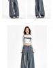 Unisex American Retro High-Waist Wide-Leg Jeans: Spring & Autumn, Loose, Slimming, Drapey, Floor-Length Straight-Leg Style.