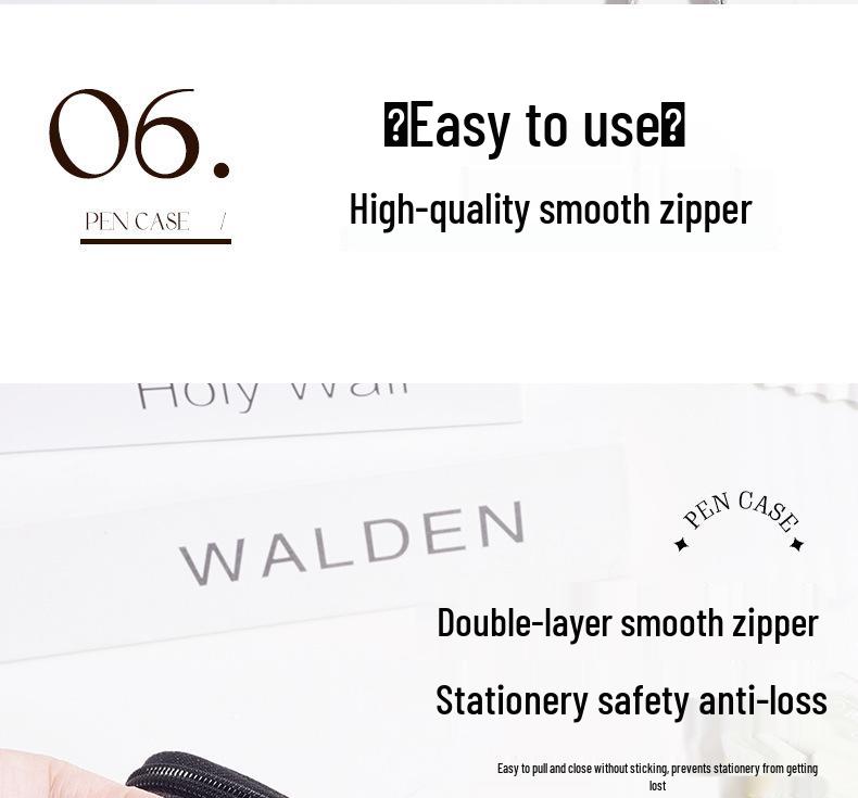 Dual-Layer High-Capacity Pencil Case - Stylish & Dirt-Resistant for High School Students