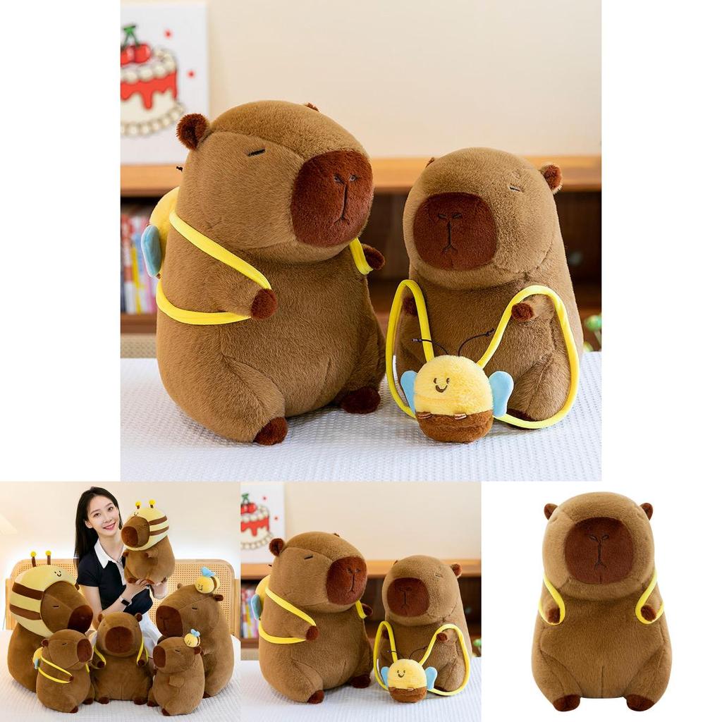 Capybara Animal Plush Toy Cushion With Bee Backpack For Kids Gift
