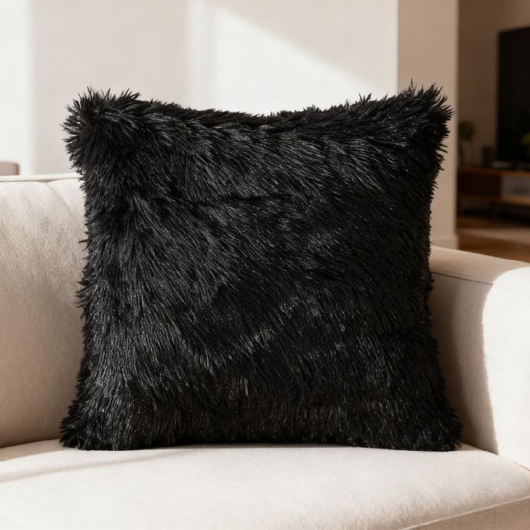 Long Plush Pillow Case Machine Washable Faux Furs Fabric Square Cushion Cover with Zippers Seasonal Home Decors