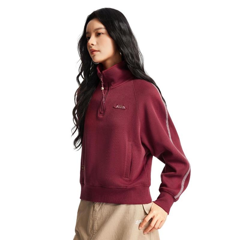 Li Ning Sports Lifestyle Series Stand Collar Letter Logo Sweatshirt Women Sweatshirt AWDW110-5