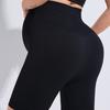 New Women Yoga Shorts Seamless Maternity Leggings Women's Threaded Waist Does Not Fall Off Maternity Pants Black Slim-fit Sports Five-point Pants