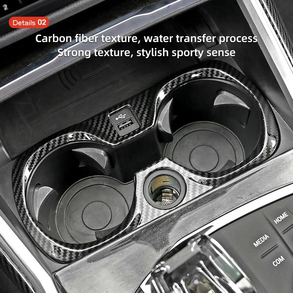 Car Carbon Fiber Sliver Sticker Auto Gear Shift Water Cup Holder Panel Cover For BMW 3Series G20 G28 325li 2020-2024 Accessories