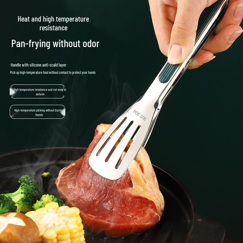 304 Edelstahl Küchenzange für Steak, Pfannkuchen, BBQ, Backen und Gemüse