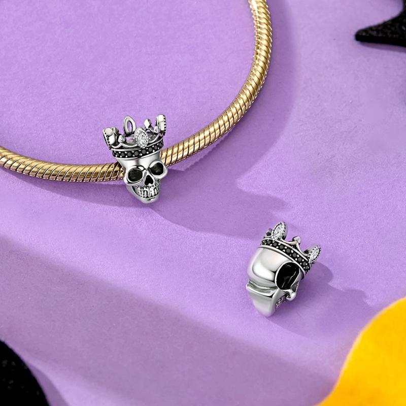 925 Silver Welcome To Colorless And Minimalist World Skull Charms Bead For Women Fit Bracelet DIY Jewelry Gift