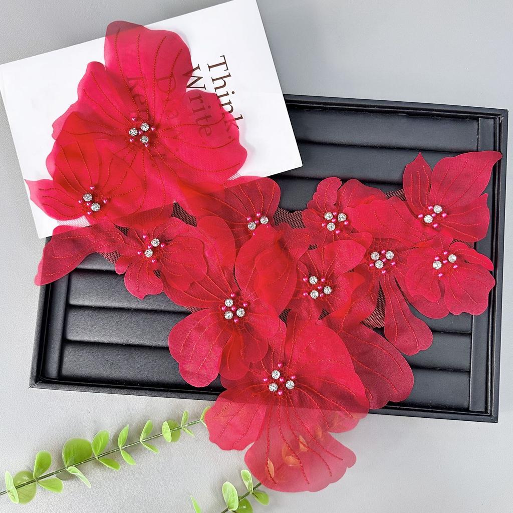 Handmade Embroidery Bead Sticker Decorative Flower Piece Front Piece Collar Flower One-Piece Skirt Dress Headgear Diy Clothing Cloth Sticker