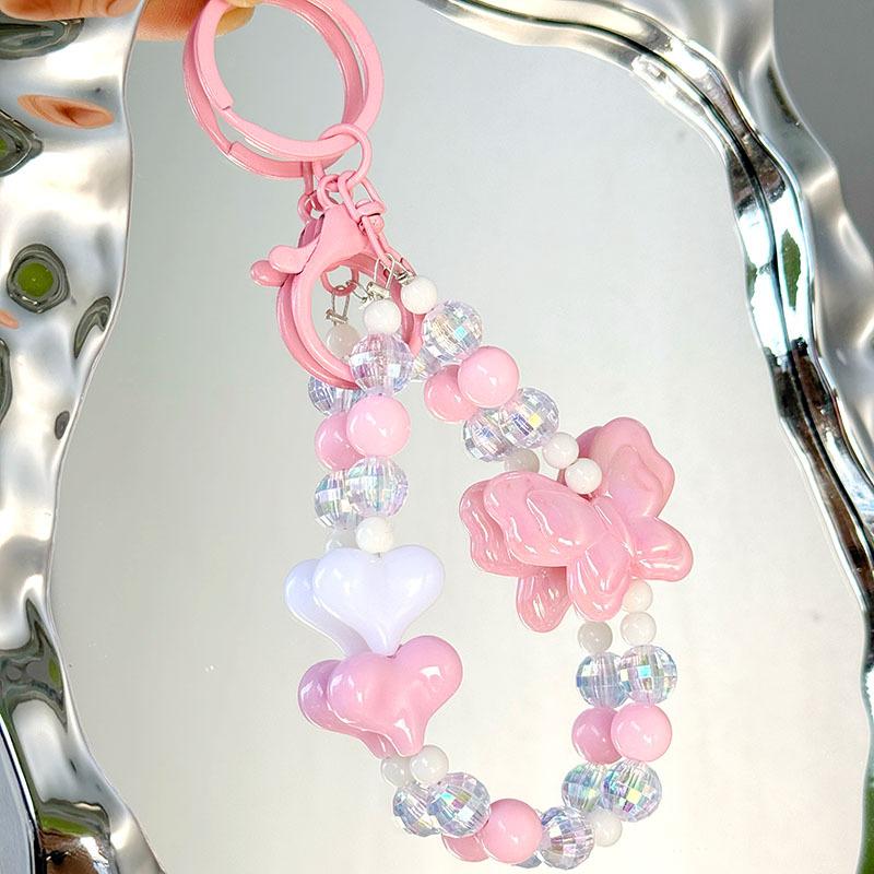 Butterfly Bowknot Beaded Mobile Phone Charm Strap Keychain Lanyard For Women Cute Girl Jewelry Phone Hanging Rope Holder Pendant