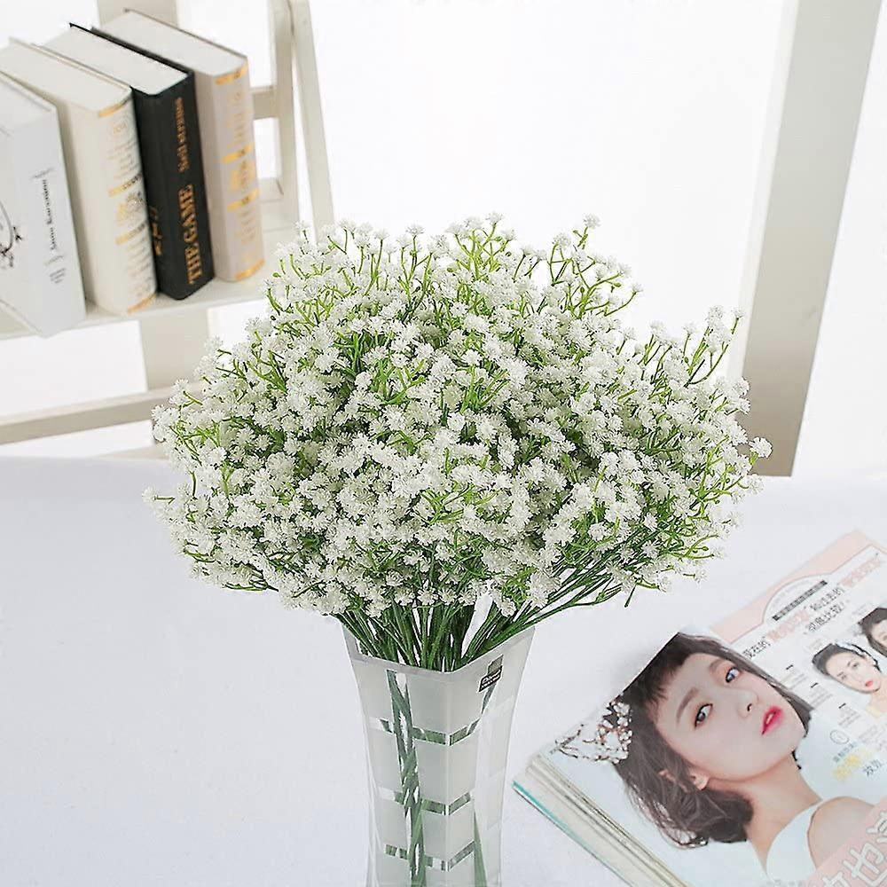 Artificial Gypsophila 12Pc White Silk Flower for Wedding, Party, Bride, Office Decor