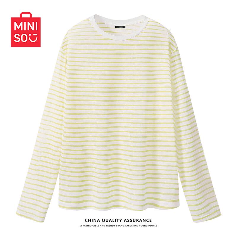 MINISO Women s Striped Long Sleeve Bamboo Cotton T-Shirt XL