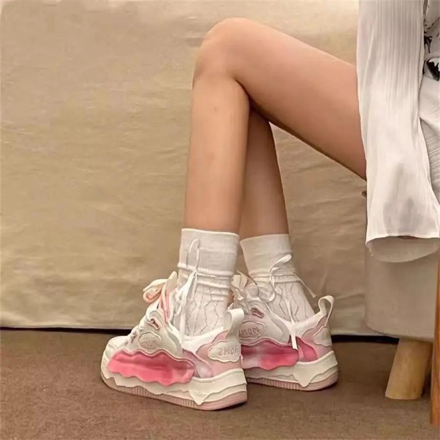 

2024 Осень Новые Туфельки из Облачной Пудры Нишевый Дизайн Женская Обувь Модная Повседневная Обувь Модные Кроссовки Женские 35 розовый