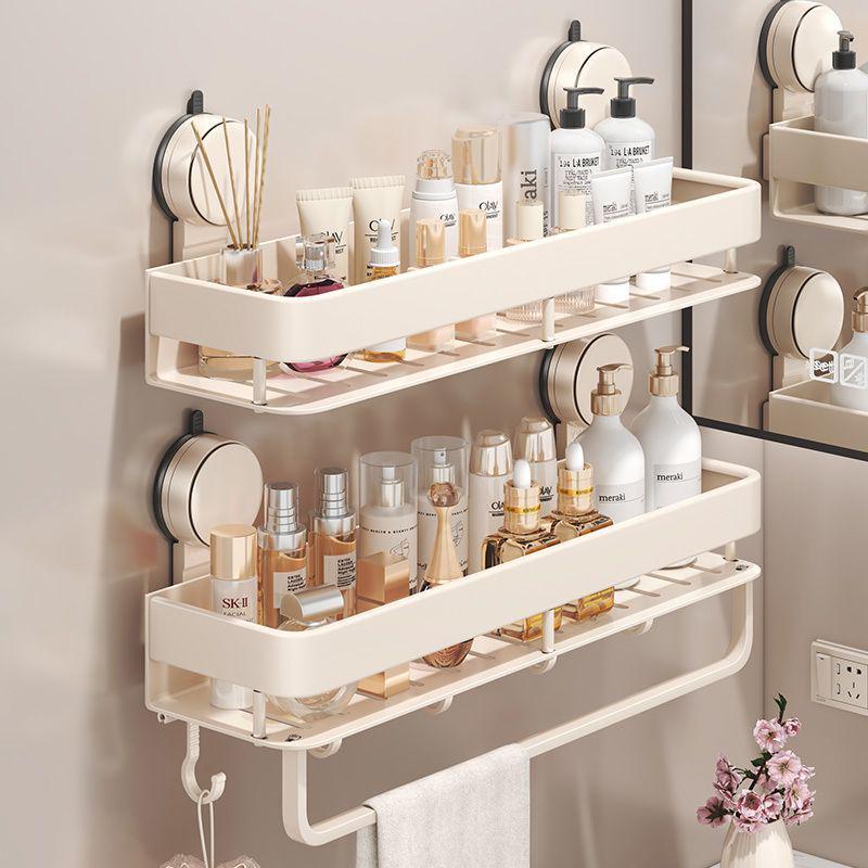 No-Drill Wall-Mount Bathroom Storage Rack with Suction Cup