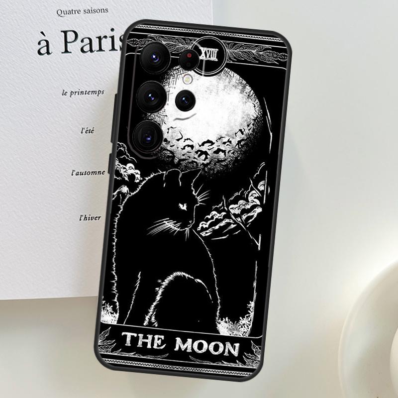 Moon Tarot Witch Cat Case For Samsung Galaxy S26 Ultra S25 S24 S23 S22 S21 S10 Plus S20 FE S25 Ultra Phone Cover