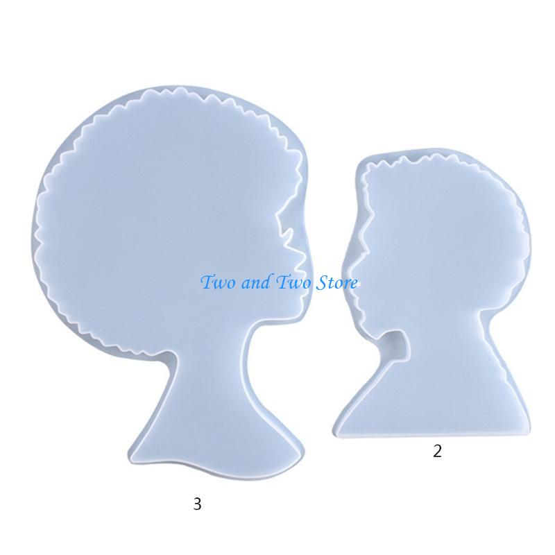 HX6F Afro Female/Male for Head Tray Epoxy Resin Mold Serving Board Silicone Mould DIY Crafts Decorations Ornaments To