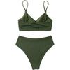 Damen Bikini Set mit tiefem V-Ausschnitt, gepolstert, Push-Up, 2-teilig, Badeanzug, Strandmode