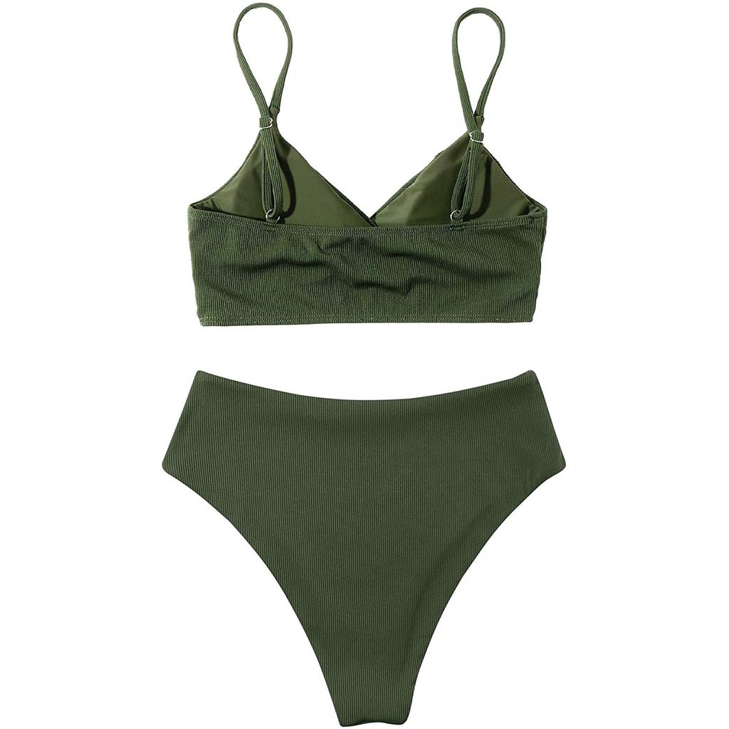 Damen Bikini Set mit tiefem V-Ausschnitt, gepolstert, Push-Up, 2-teilig, Badeanzug, Strandmode
