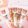 10-In-1 Retractable Ballpoint Pen Cartoon Bear Colored Pen 0.5MM Fine Point Smooth Writing Colorful Ball Pen Students School Office Supplies