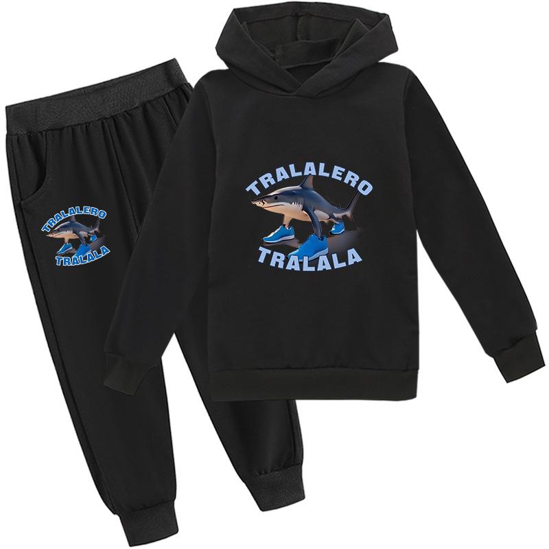 Tralalero Tralala Divertido Shark Meme Kids Clothes Hoodie+Pants 2pcs Set Toddler Boys Girls Tracksuit Children Outfits