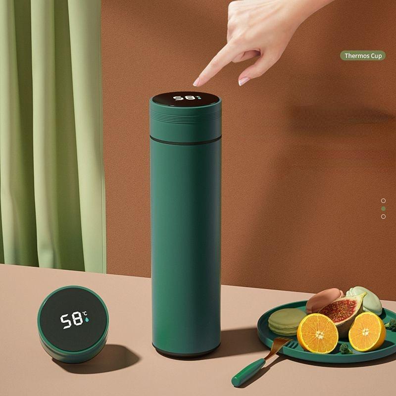 Intelligence Thermos Cup 480ml Vacuum Flasks Portable Stainless Steel Thermos Cup Water Bottle Travel Tea Mug Office Thermos Cup