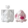 Easter 3D Rabbit Holding Vase Flower Mold 3D Rabbit Reusable Non-Stick Crafts Silicone Resin Mold Bunny Candle Making Molds