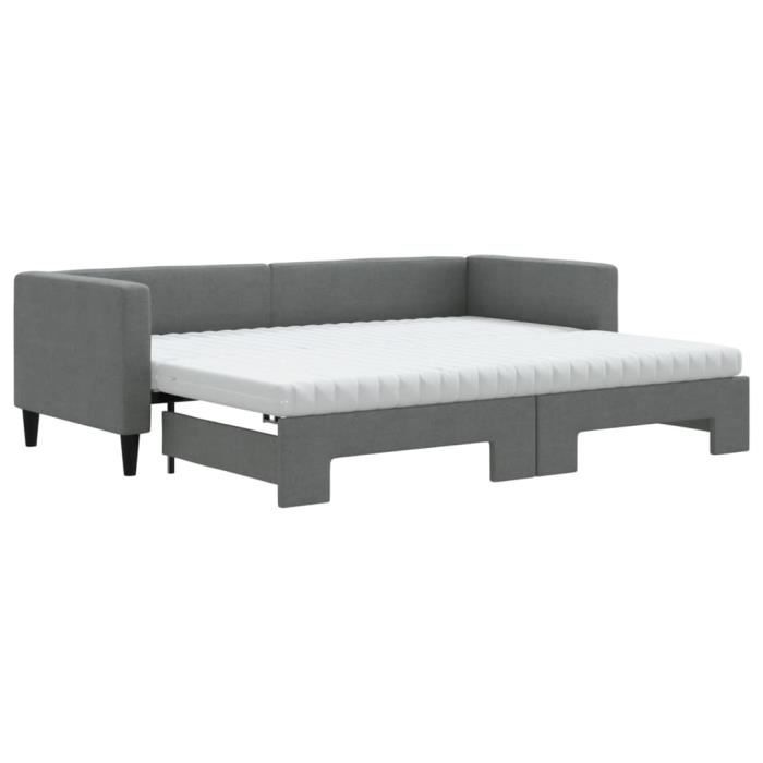 VidaXL Lit de jour avec gigogne et matelas gris foncé 80x200 cm tissu 3196592