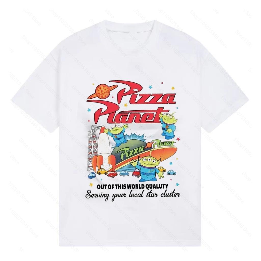 Toy Story Cartoon T-Shirt Coole Autos Pizza Planet Aliens Streetwear Paar Unisex Herren Sommer Baumwolle Damen T-Shirt Oversize Atmungsaktiv
