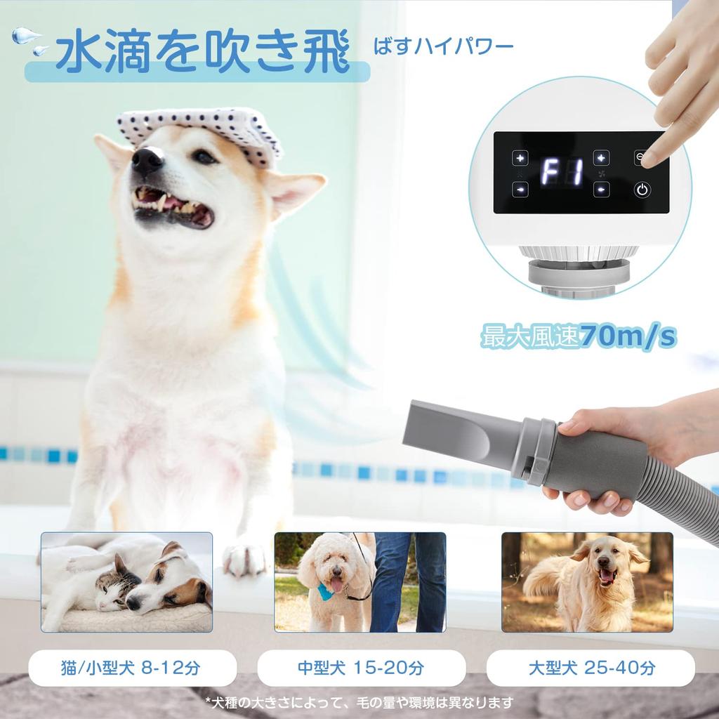 NEWTRY Pet Dryer for LCD Intelligent Adjustable Air Speed and High Fast PSE Negative Ion Noise 4 Ideal for and Large Commercial and Home Use Dogs,