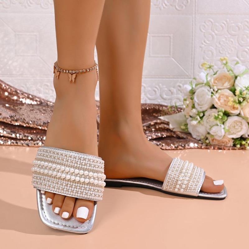 Summer New Style Square-headed Open-toe Comfortable and Fashionable Slippers, Suitable for Women's Outdoor Beach Wear