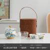 Travel Tea Set Storage Bag Outdoor Portable Gift Box Quick Tea Cup Ceramic Silver-Plated Tea Cup New Chinese Style Gift Set