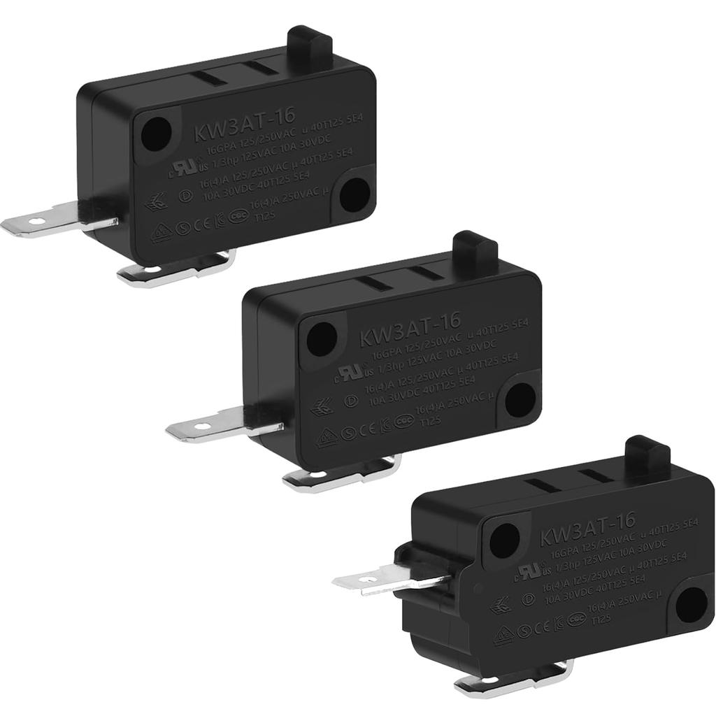 3PCS Microwave Oven Door Switch Replacement Parts(2X Normally Open + 1X Normally Closed), 16A 125/250V, KW3AT-16(Downward Compatible with KW3A-16)