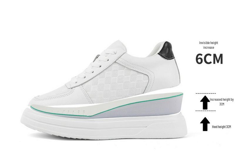 Men's Autumn Breathable Hidden Height Increasing Embossed Sneakers with Thick Soles