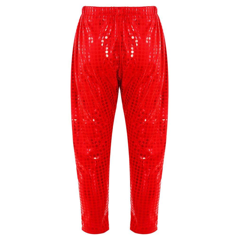 Pantaloni Street Dance Unisex per Bambini Vita Elastica Pantaloni a Carota Pantaloni Harun Pantaloni da Performance con Paillettes Lucide