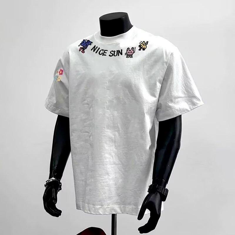 

Новая футболка с коротким рукавом для мужчин Летняя в корейском стиле Трендовая Простая Топ с рукавом до локтя Стиль Гонконга Свободная Повседневная Трендовый Бренд Круглый вырез Короткий рукав 5XL белый