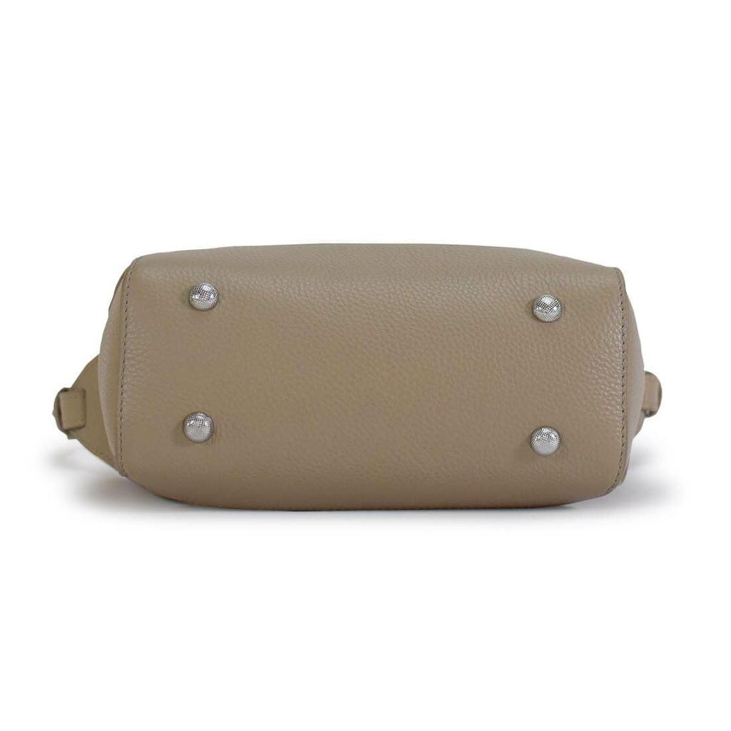 Barcos Premium Shrink Leather Handbag for Compact Simple Design with Functional Taupe Women, 2-Way Design, Pouch/Sub-Bag, Studs, Design,