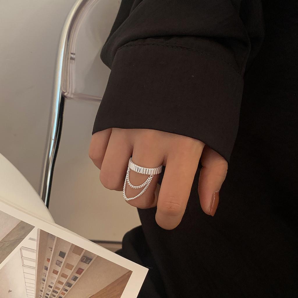 Sterling Chic 925 Silver Open Ring With Geometric Pattern For Women Elegant Casual Wear