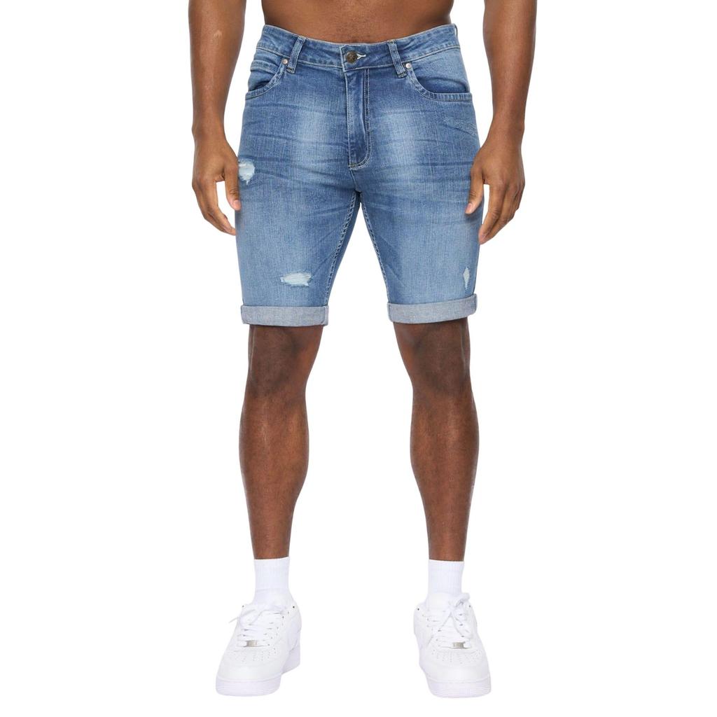 Crosshatch Mens Riptrey Abraised Denim Scratch Shorts