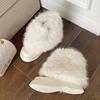 Fashion Winter Fuzzy Boots Women Furry Shoes Fluffy Fur Snow Boots Plush Lining Slip-on Rubber Flat Outdoor Bowtie Warm Ladies Footwear