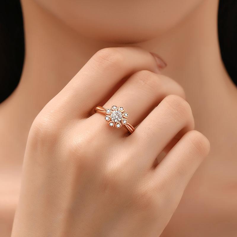 Bague ouverte de luxe légère et féminine Ins Wind Flower Ring