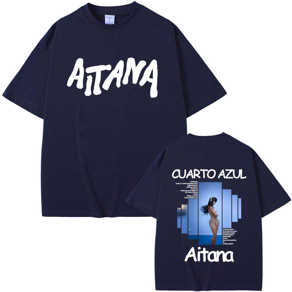 Singer Aitana CUARTO AZUL Album Graphic Tshirt Men Women Hip Hop Fashion Pop Music T Shirts Unisex Casual Cotton Vintage Tshirt