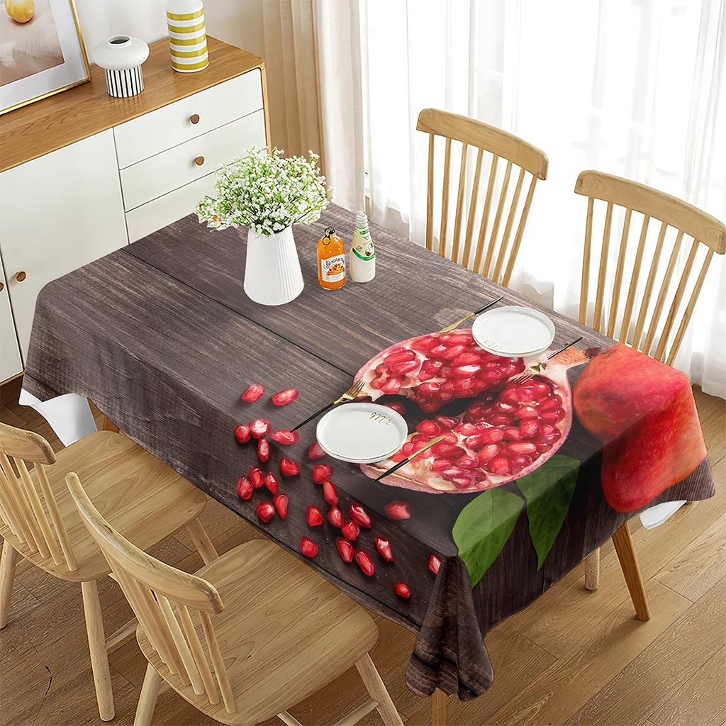 Red Pomegranate Tablecloth Sweet Fruit Pattern Rectangular Table Cover Dining Table Coffee Table Kitchen Minimalist Decoration