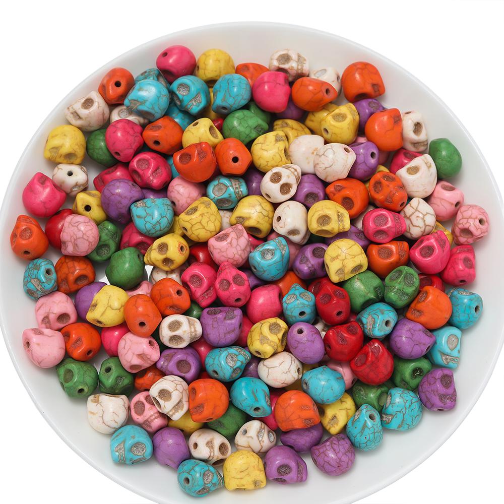 20pcs/Lot Colorful Stone Skull Beads Synthetic Turquoise Spacer Bead for Bracelet Necklace DIY Jewelry Making Accessories
