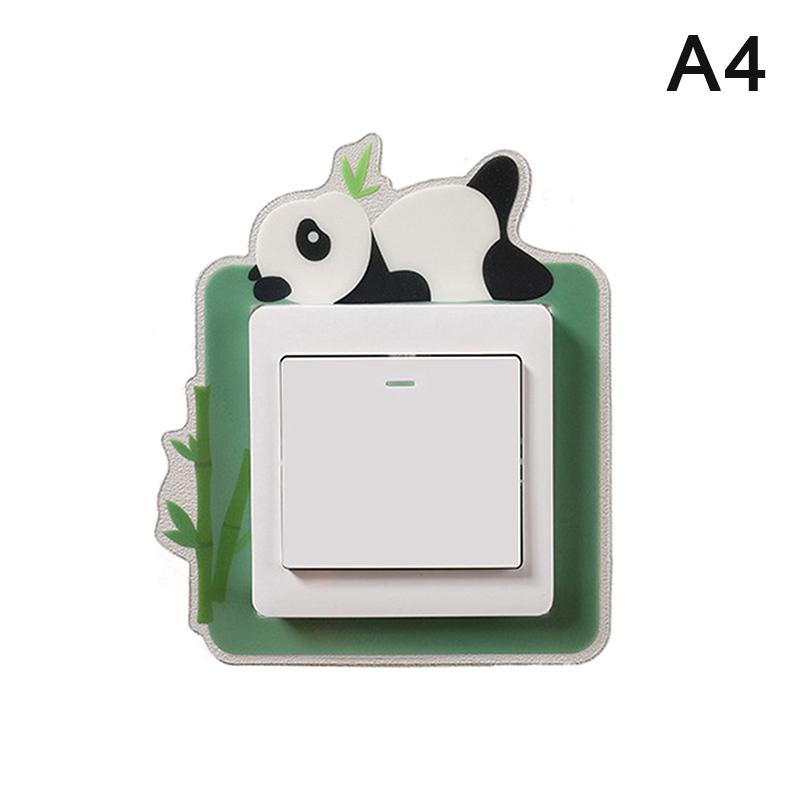 Luminous Animal Switch Sticker Cartoon Sticker Glow In The Dark Fluorescent Decoration Panda Switch Sticker Home Kid Room Decor