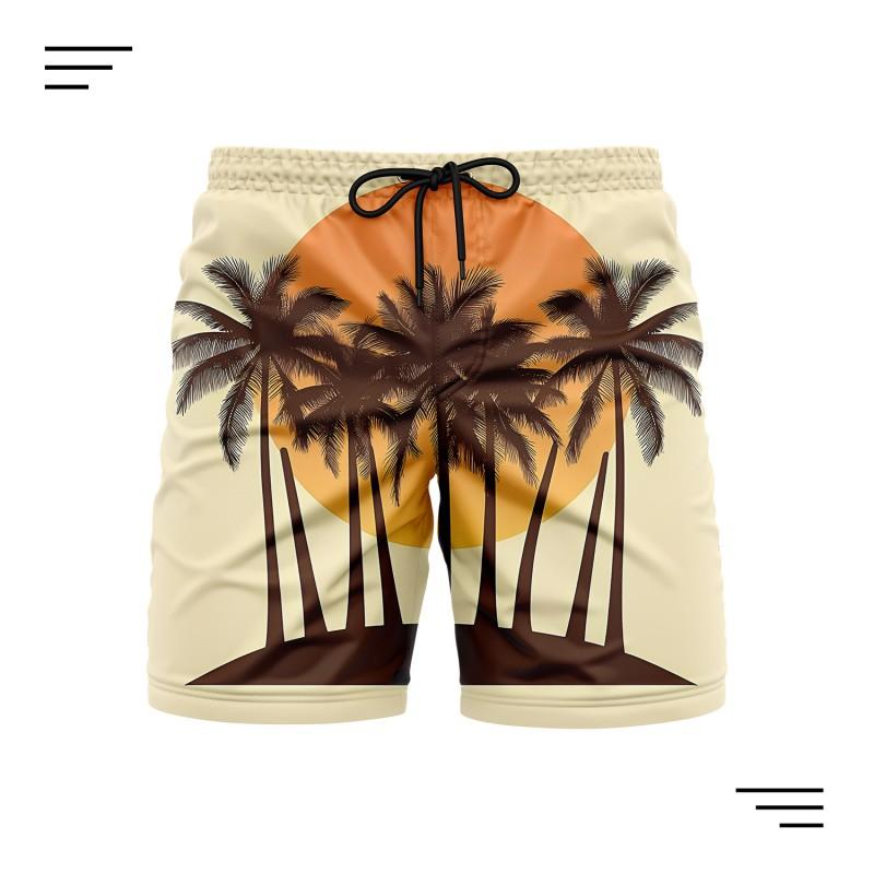Mens Digital Print Beach Shorts Casual Quick-Dry Lightweight Sportswear Vacation Travel
