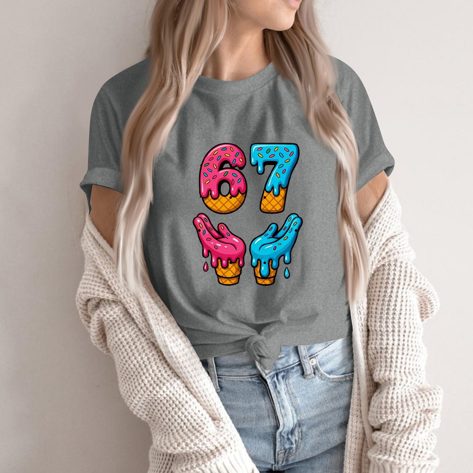 

Женская модная повседневная футболка с коротким рукавом и принтом, топ с круглым вырезом XXXL