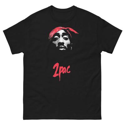 2.Maglietta Grafica Minimalista Pac Bandana Rossa Rap Tee Stile Streetwear Y2K
