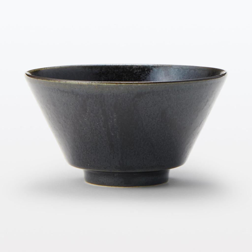 MUJI Mino ware rice black in diameter 83993528 bowl, glaze, approx. 12.7cm