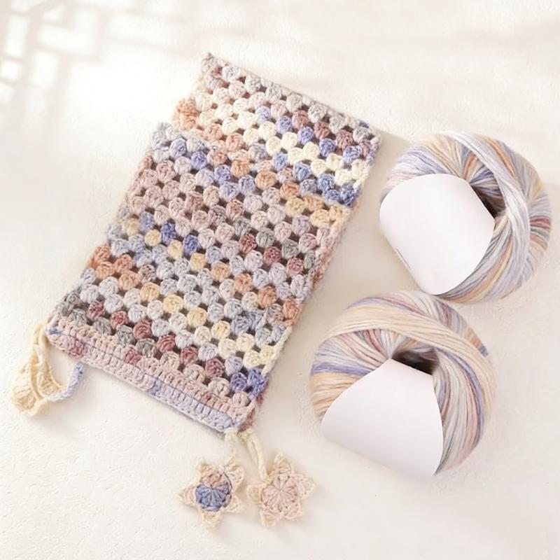 2Pcs Gradient Color Cotton Yarn 250.43Yard Each Knitting Yarn Thread for Sweater Scarves Bag Knitting Crochet Project