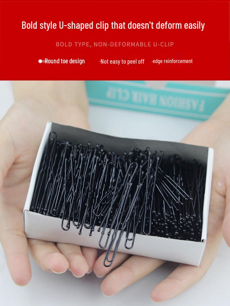 500g Black U-Shaped Hair Clips for Styling & Thickening - Ideal for Photo Studio & Makeup Artist Use.