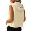Women Sleeveless Zip Up Hooded Vest Jacket with Pockets Lightweight Casual Outerwear Drawstring Hem Design